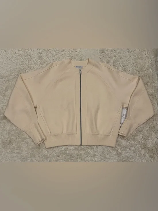 New Athleta Sequoia Sweater Jacket Cardigan Large Magnolia White Cream Full Zip - Picture 3 of 12